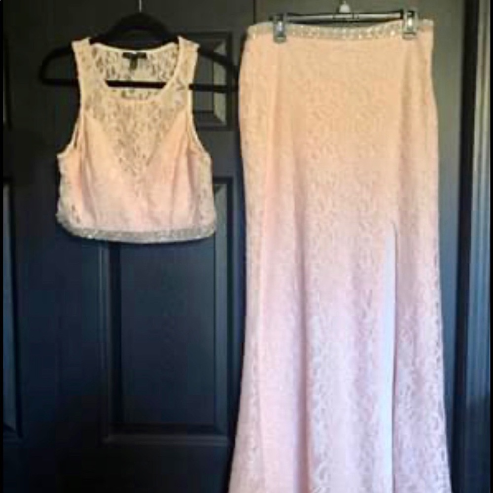 Pink evening gown.